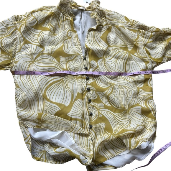 Pilcro Yellow and Cream Floral Blouse - Picture 9 of 10